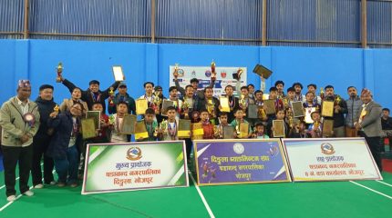 ९ औं संस्करण खुल्ला पुरुष डबल्स ब्याडमिन्टको उपाधी सुनिल जोडी महेशलाई